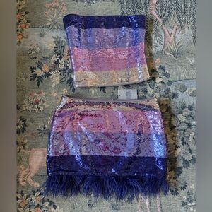 Lovers + Friends Blue and Silver Sequin Set